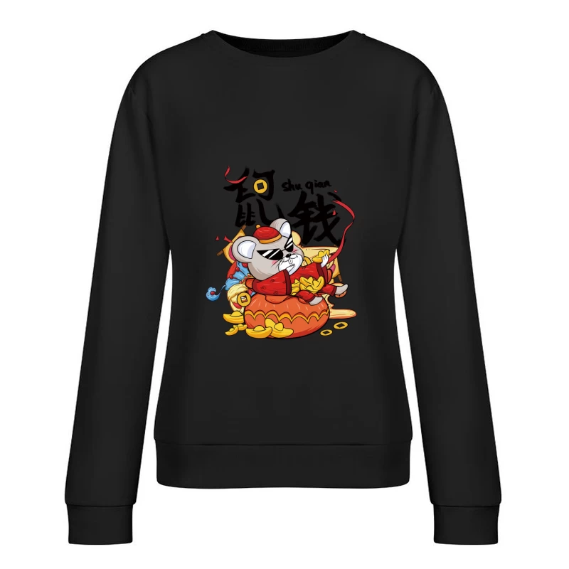 Reicher Hamster mit Goldmünzen Damen Pullover Sweatshirt
