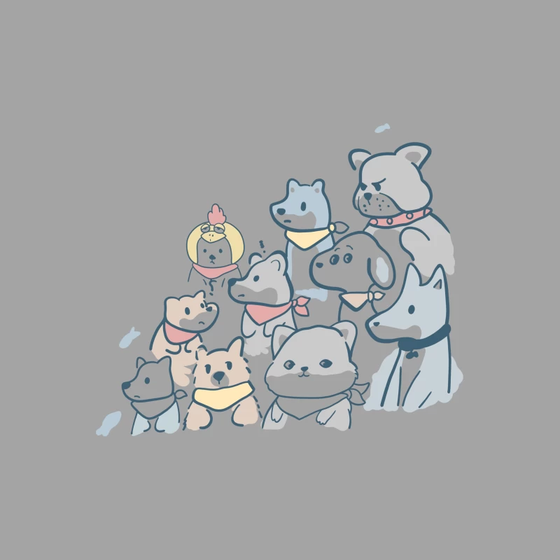 Bunte Hundegruppe mit Schals Herren T-Shirt