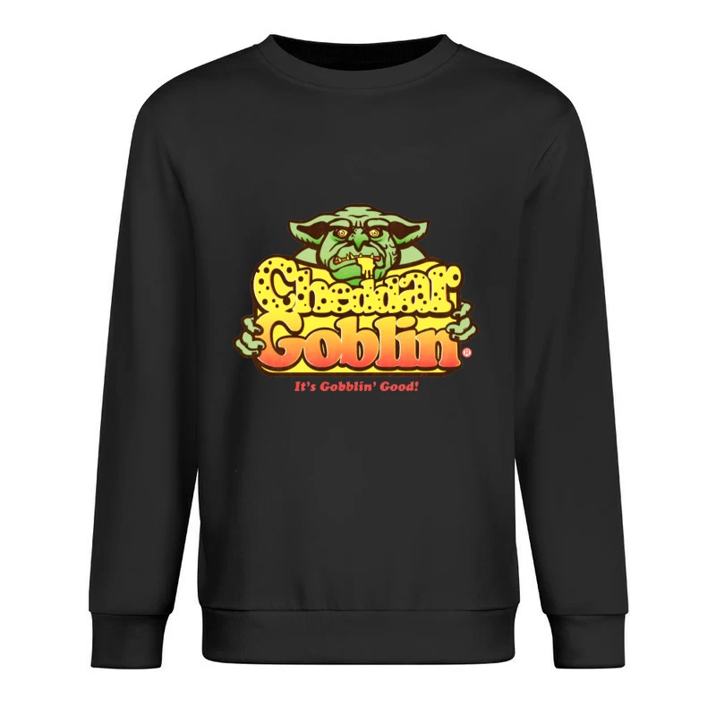 Retro Goblin Character Food Logo with Yellow Typography Male Pullover Sweatshirt