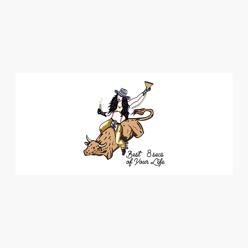 Wild Western Cowgirl Bull Riding Adventure Illustration Coffee Mug