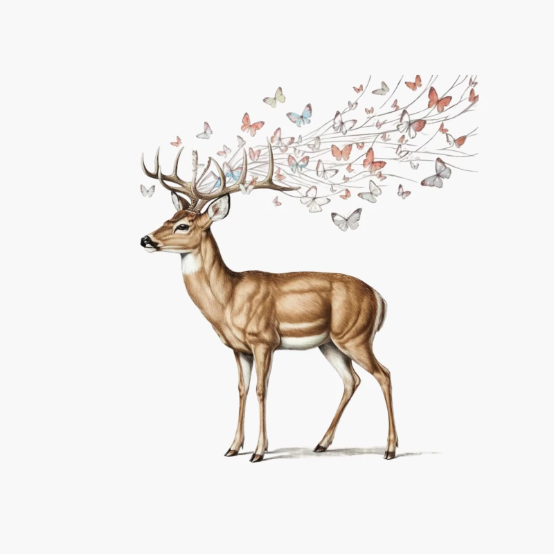 Surreal Deer with Butterfly Antlers: Nature Meets Imagination Cotton Tote Bag
