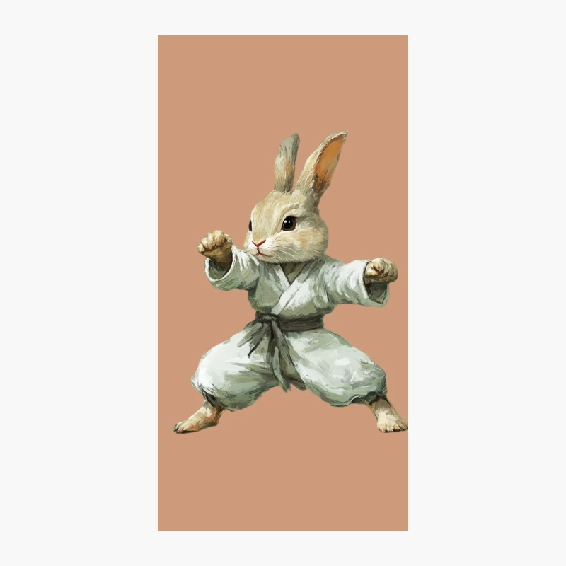 Karate Rabbit: Anthropomorphic Animal in Martial Arts Stance iPhone Case