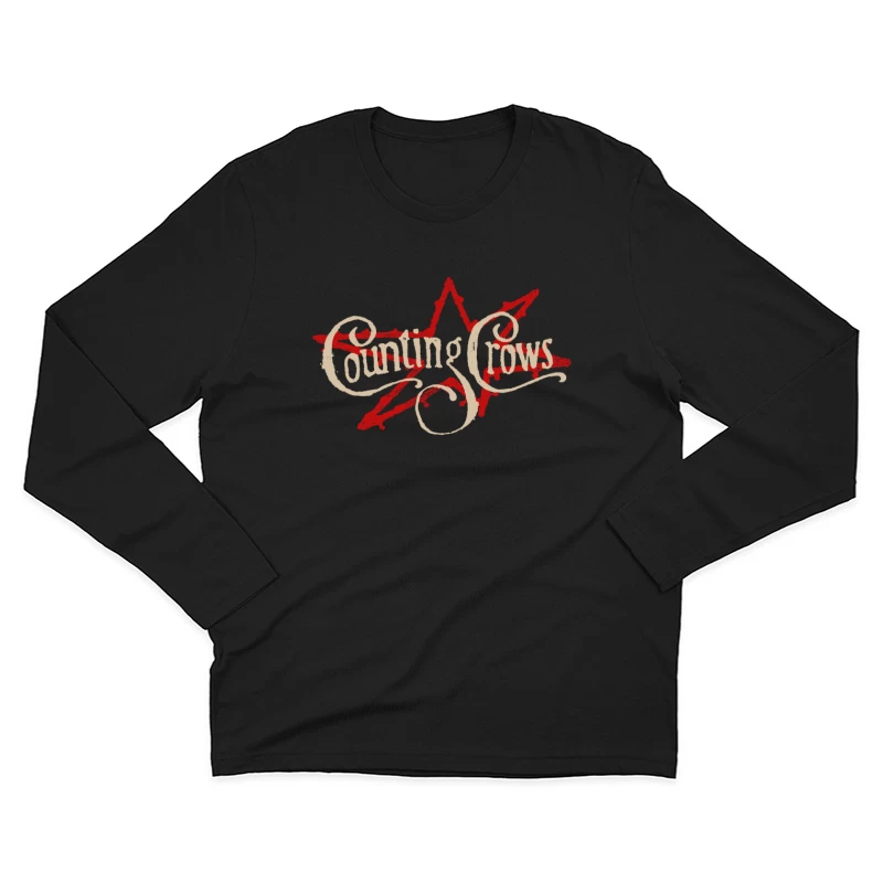 Counting Crows Blue Script Star Male Long Sleeve T-Shirt