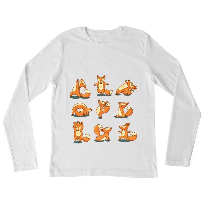 Renards mignons en yoga Femme Manches Longues T-Shirt