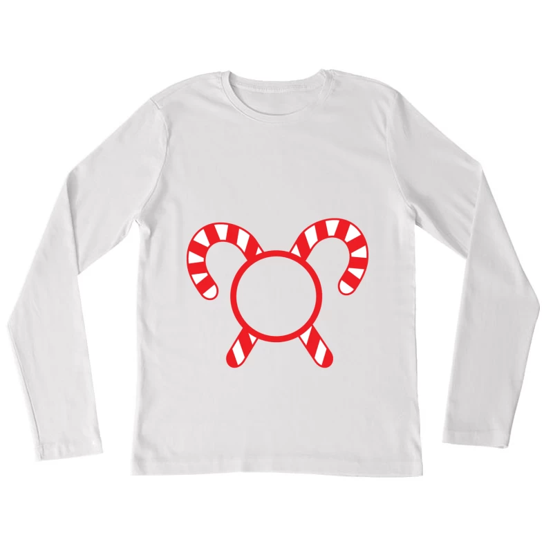 Canne de Noël avec cercles rouges Femme Manches Longues T-Shirt