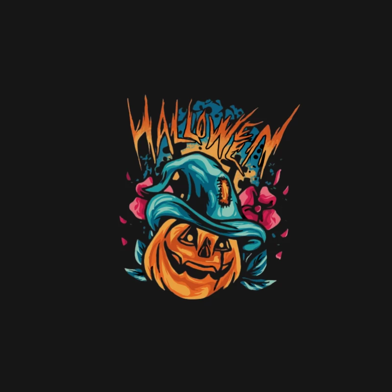 Kürbis mit Hexenhut zu Halloween Herren Langarm T-Shirt