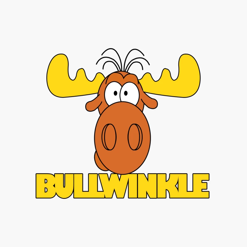 Bullwinkle Cartoon Moose Character with Yellow Text Cotton Tote Bag