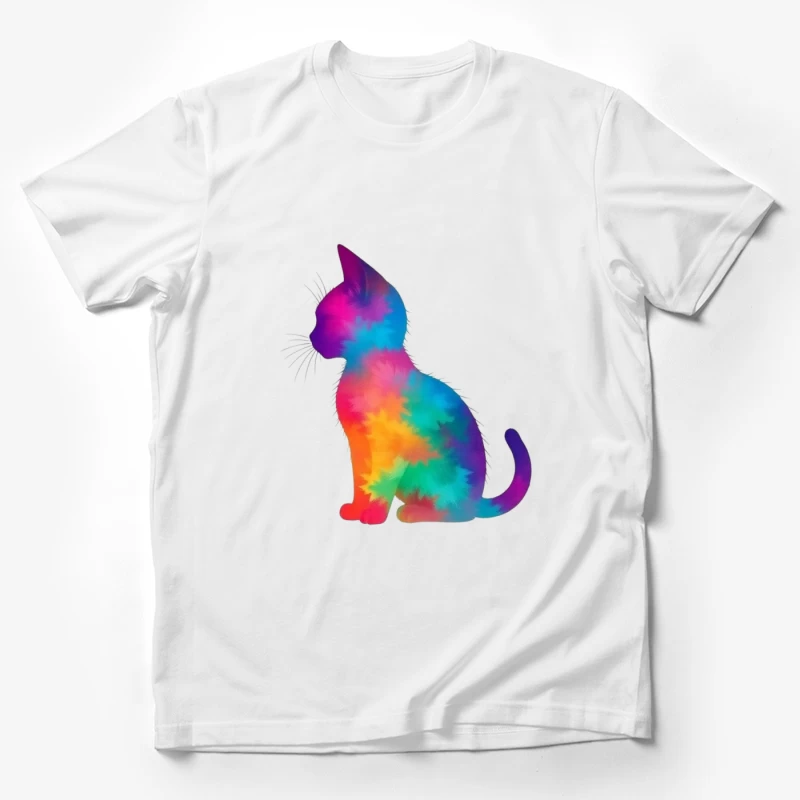 Rainbow Tie-Dye Cat Silhouette Art Male T-Shirt