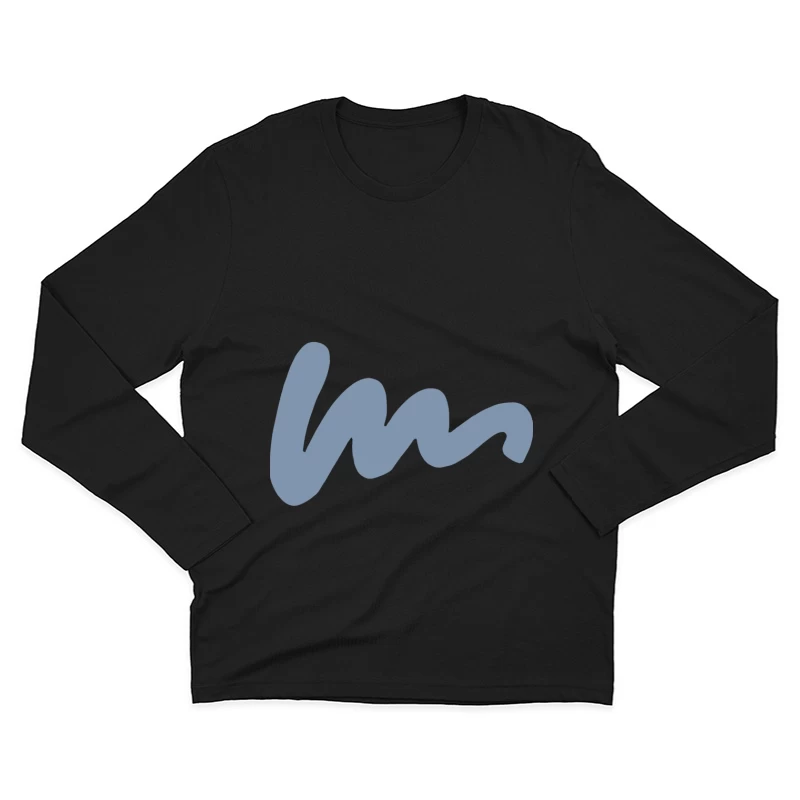 Wellenförmige Linie in Blau Herren Langarm T-Shirt