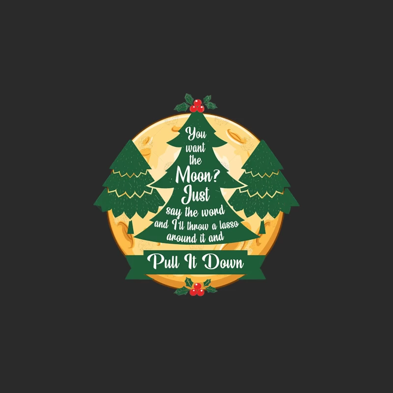 Whimsical Christmas Tree Moon Lasso Quote Baseball Cap