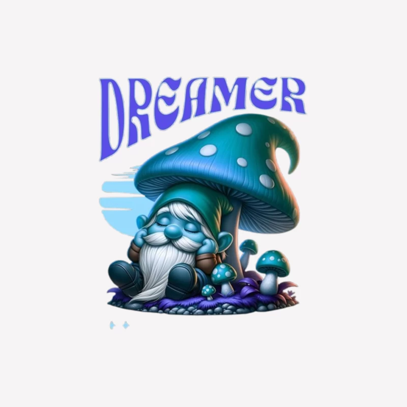 Dreaming Blue Gnome Under Magic Mushroom Female T-Shirt