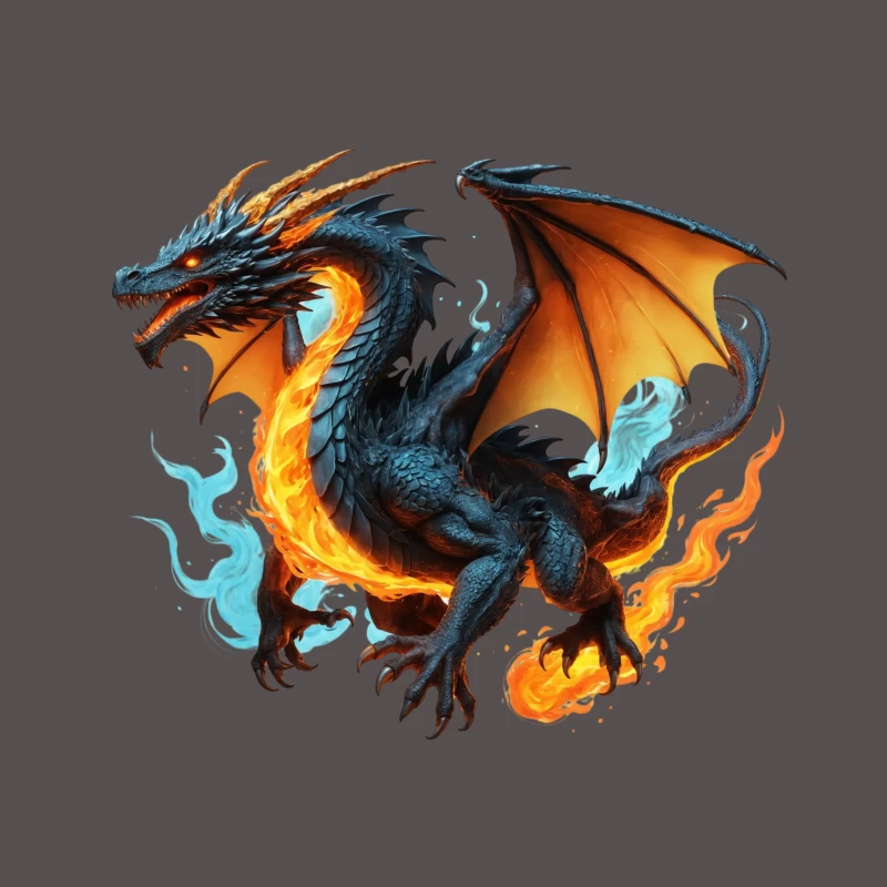 Majestic Fire Dragon Artwork Throw Pillow