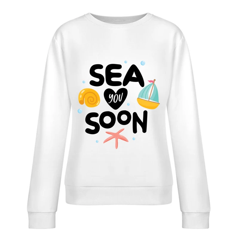 Invitation à la mer avec coquillages et voilier Femme Sweat-shirt à enfiler