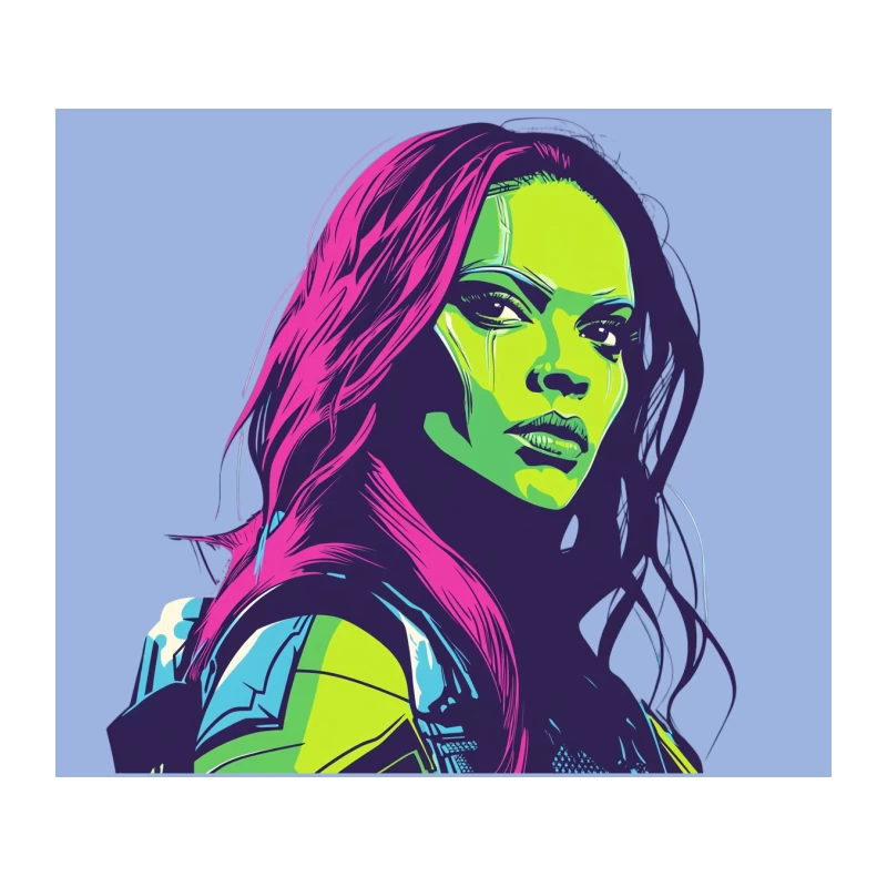 Vibrant Pop Art Portrait of a Woman with Neon Colors Tapestry