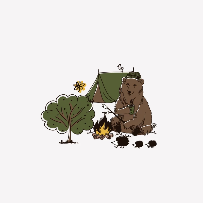 Gemütlicher Bär am Lagerfeuer Herren T-Shirt