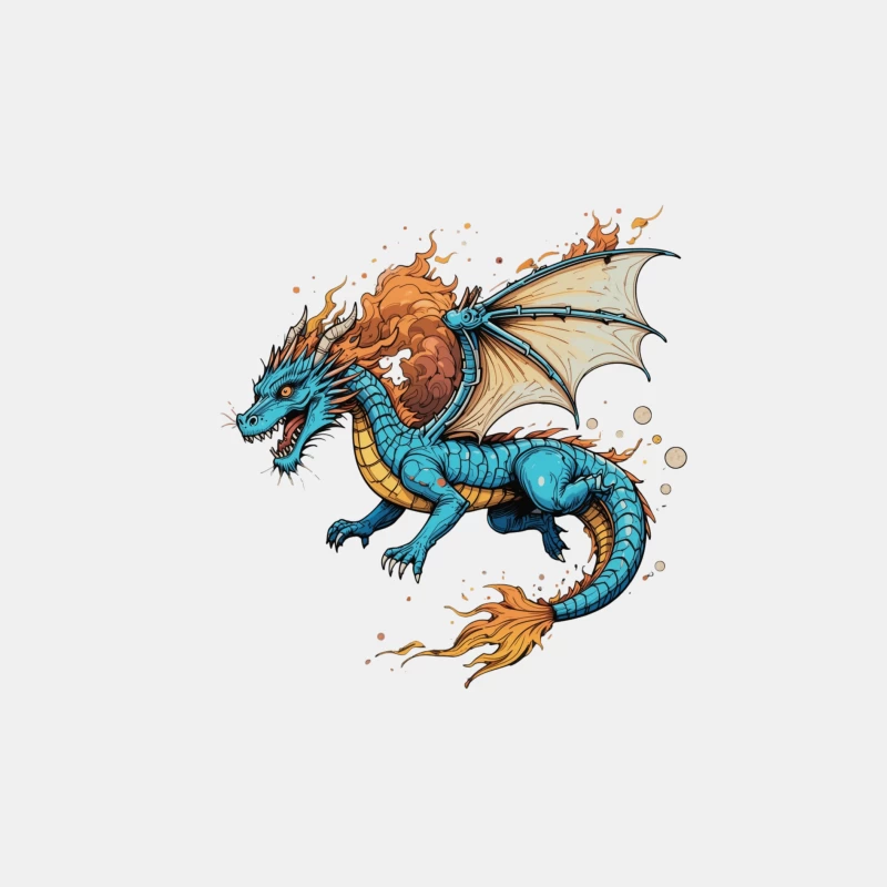 Fierce Blue Dragon with Fiery Mane and Wings Male Tank Top