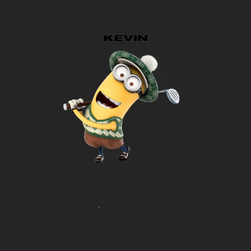 Golfing Minion Kevin: Animated Yellow Character with Club Male Pullover Sweatshirt