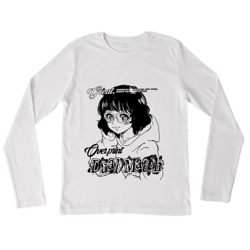 Mysteriöse Manga-Figur mit Brille Damen Langarm T-Shirt