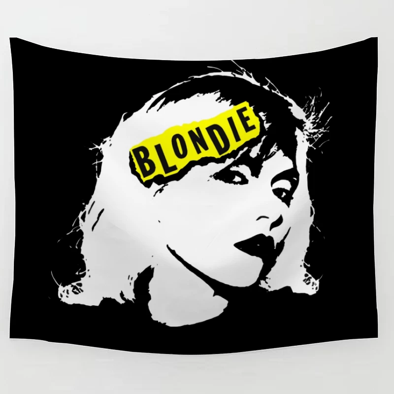 Blondie Band Artistic Logo Design in Black and White Tapestry