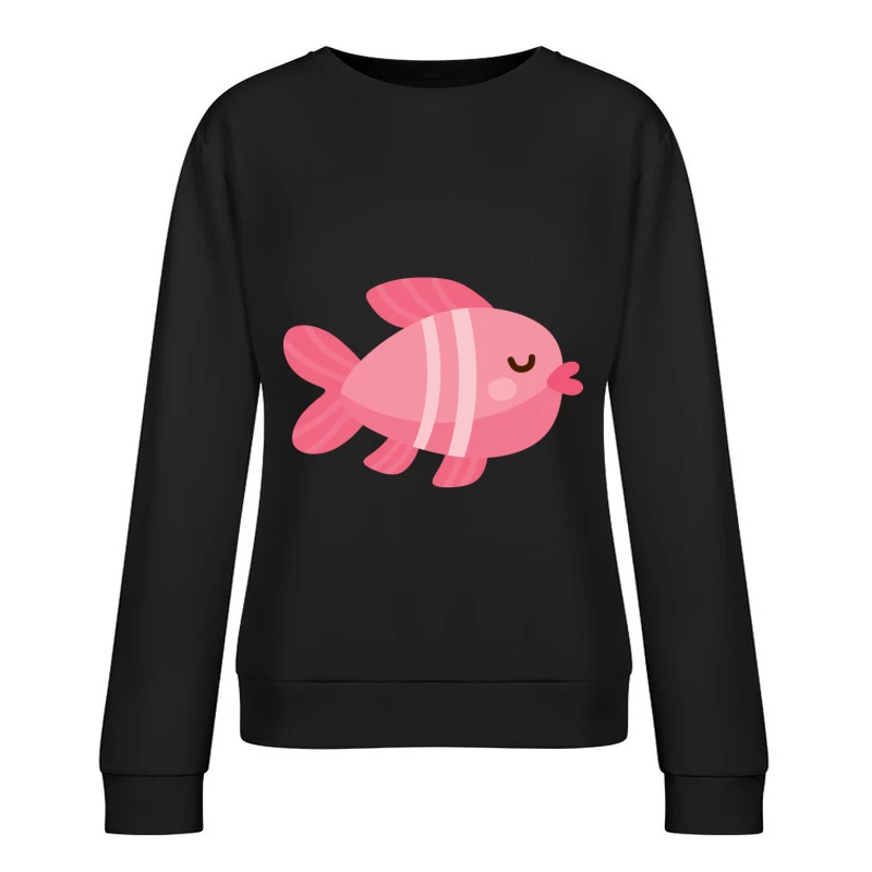 Illustration adorable d'un poisson rose Femme Sweat-shirt à enfiler
