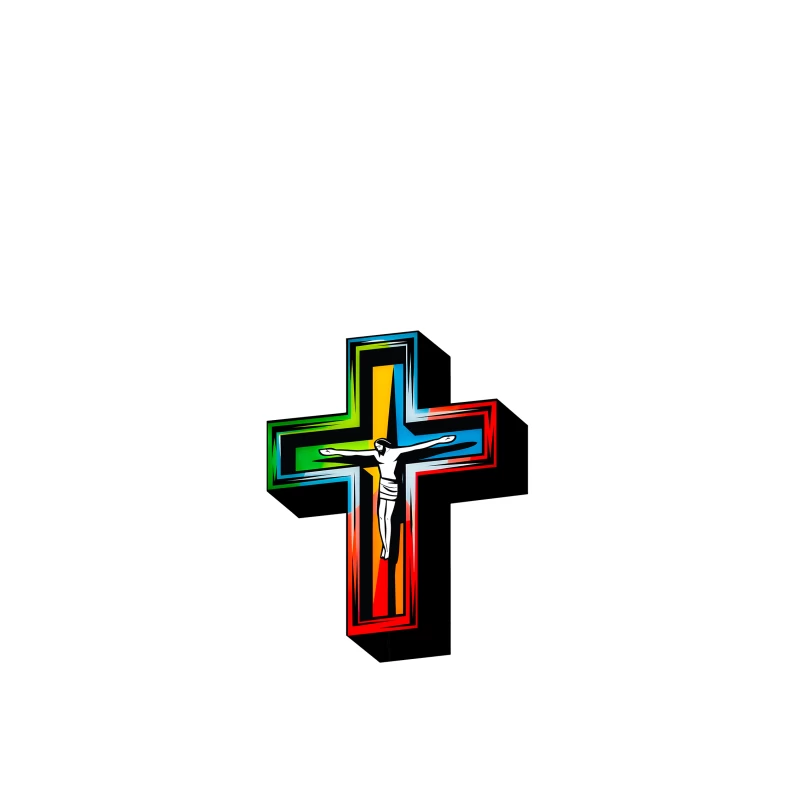 Colorful Modern Christian Cross with Crucifixion iPhone Case