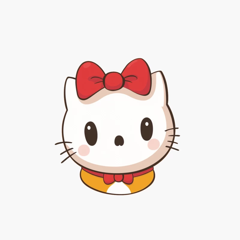 Adorable Hello Kitty Cartoon Character with Red Bow Cotton Tote Bag