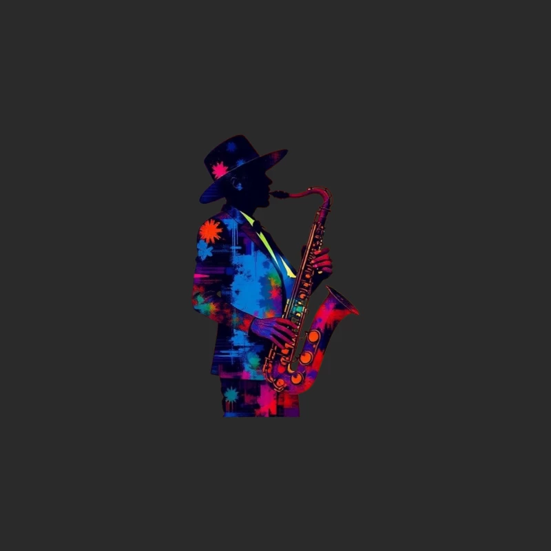 Colorful Saxophonist Silhouette Baseball Cap