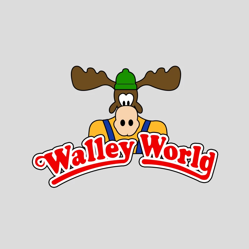 Walley World Amusement Park Cartoon Moose Mascot Logo Baseball Cap