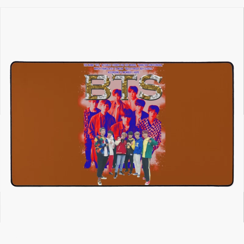 BTS Group Members and Name Meaning Desk Mat