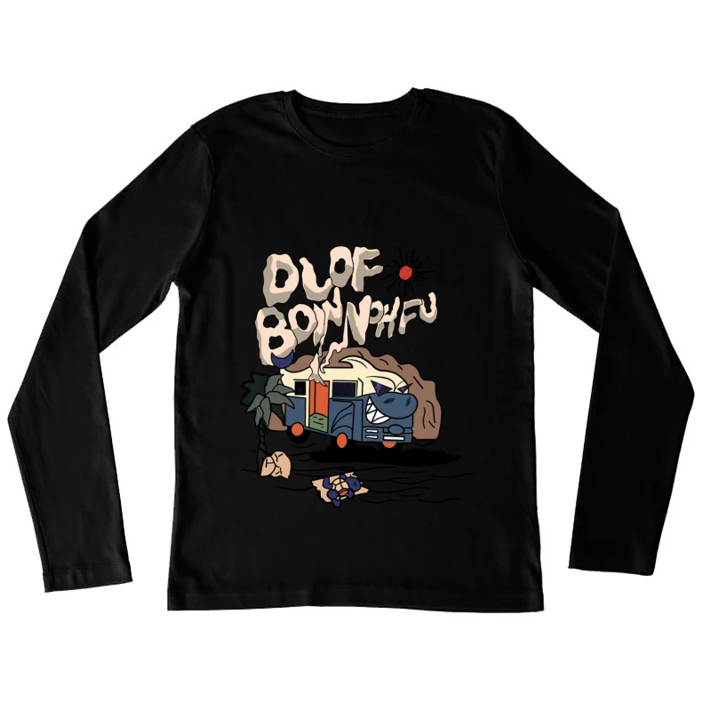 Abenteuerlicher Bus vor Bergkulisse Damen Langarm T-Shirt