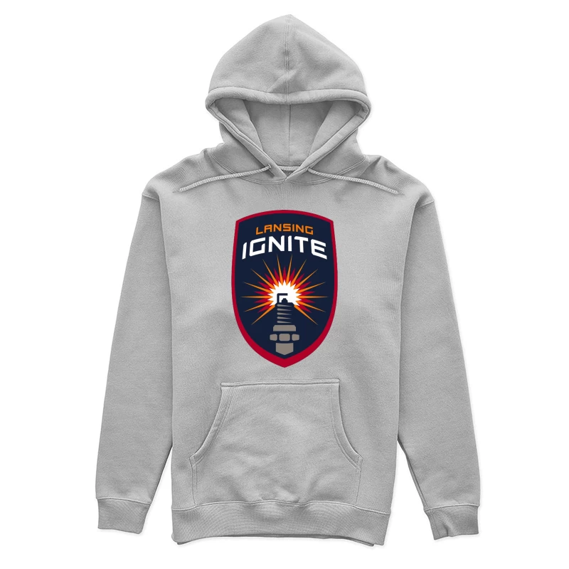 Lansing Ignite Soccer Team Shield Logo with Lighthouse Emblem Female Pullover Hoodie