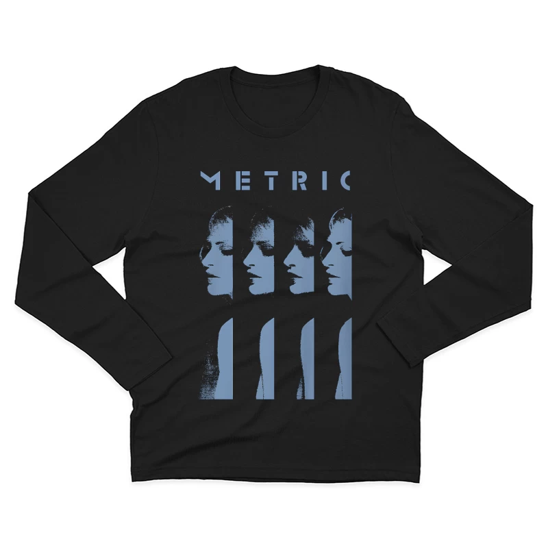 Metric Sliced Blue Male Long Sleeve T-Shirt