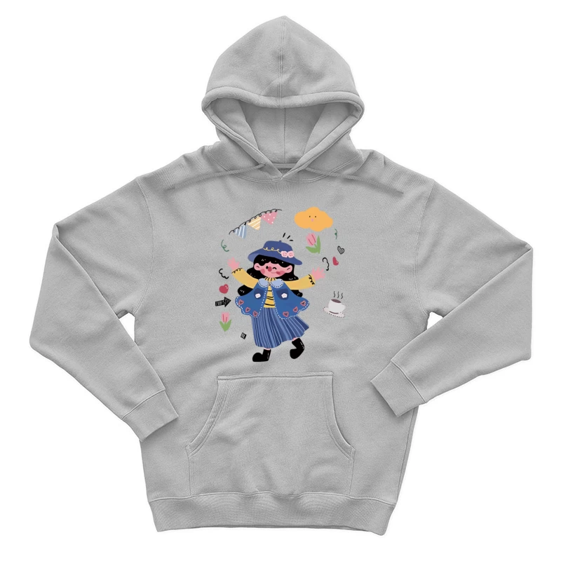 Fröhliches Mädchen im Garten Herren Pullover Hoodie