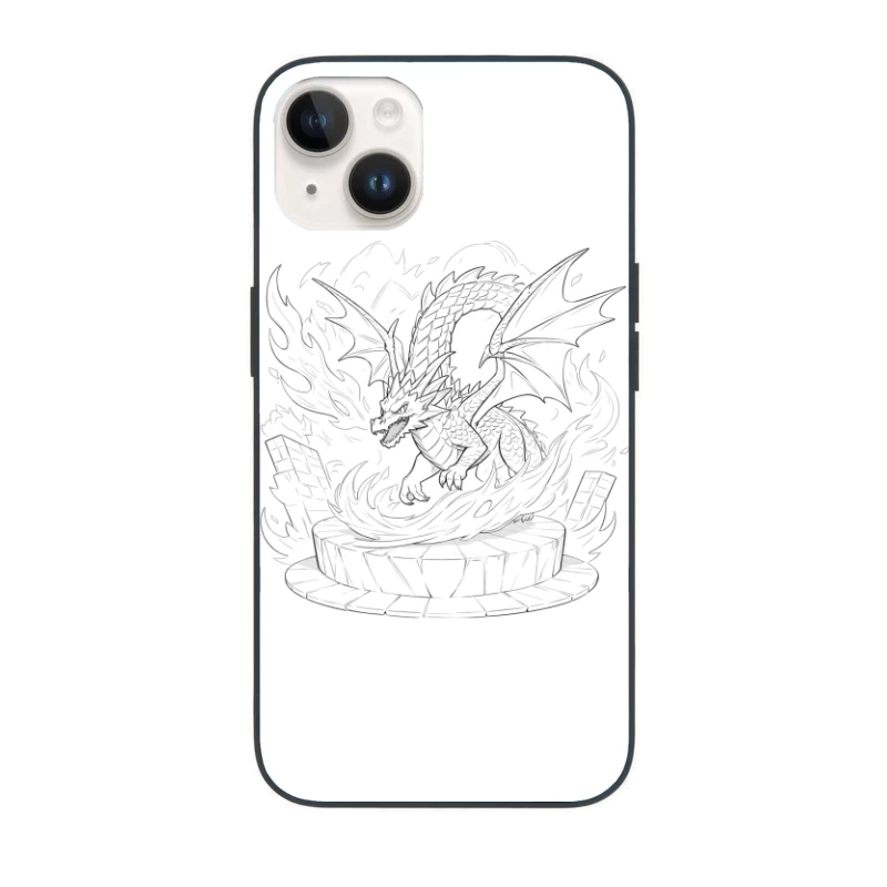 Mighty Dragon Ascending Amidst Flames iPhone Case