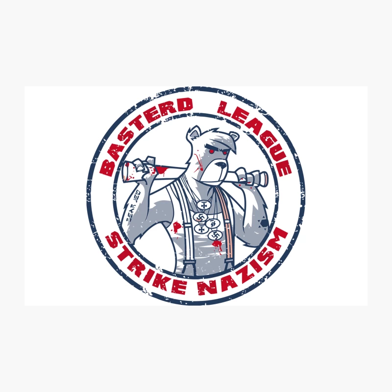 Violent Anti-Nazi Bear Logo with Baseball Bat Travel Mug