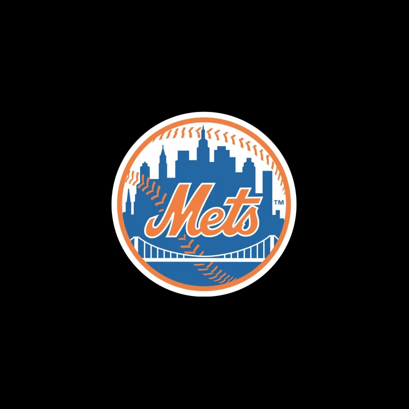 New York Mets MLB Baseball Team Logo with City Skyline Tapestry