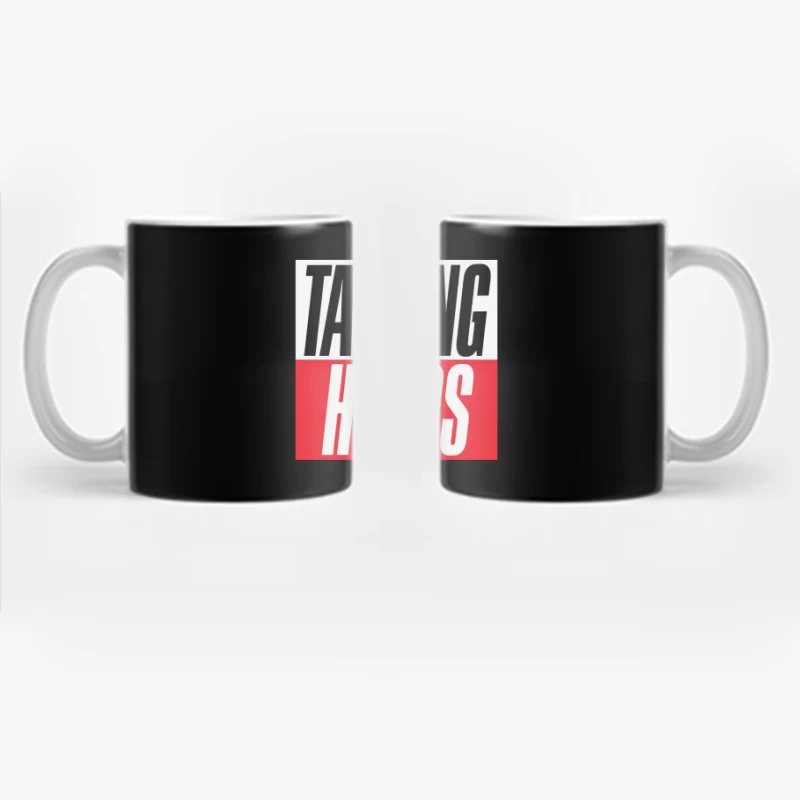 Talking Heads Classic Band Logo Design in Black and Red Typography Coffee Mug