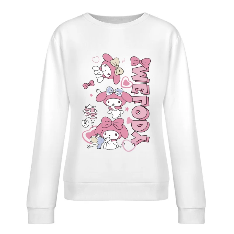 Niedliches rosa Häschen mit Schleifen Damen Pullover Sweatshirt