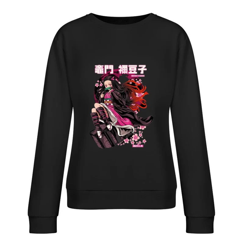Nezuko Kamado mit Kirschblütenhintergrund Damen Pullover Sweatshirt