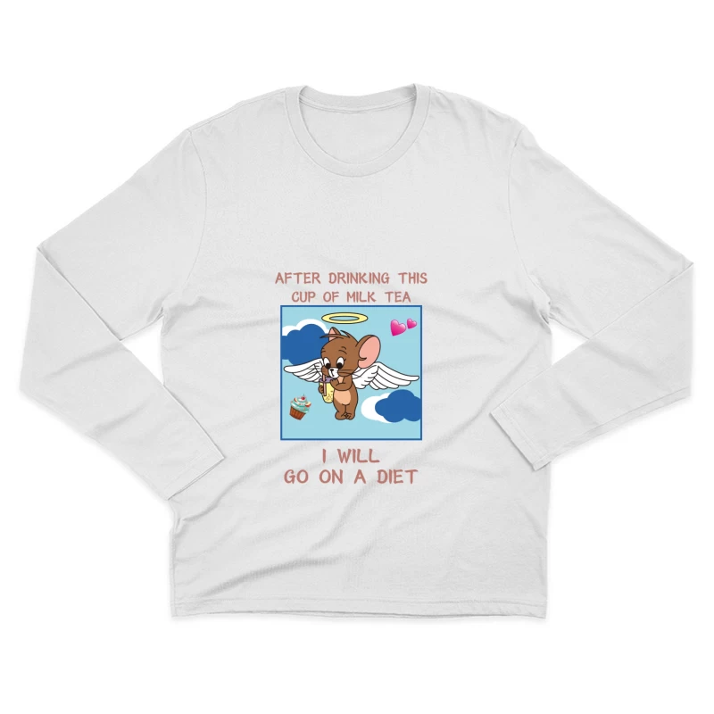 Niedliche Maus mit Milchtee und Diätversprechen Herren Langarm T-Shirt