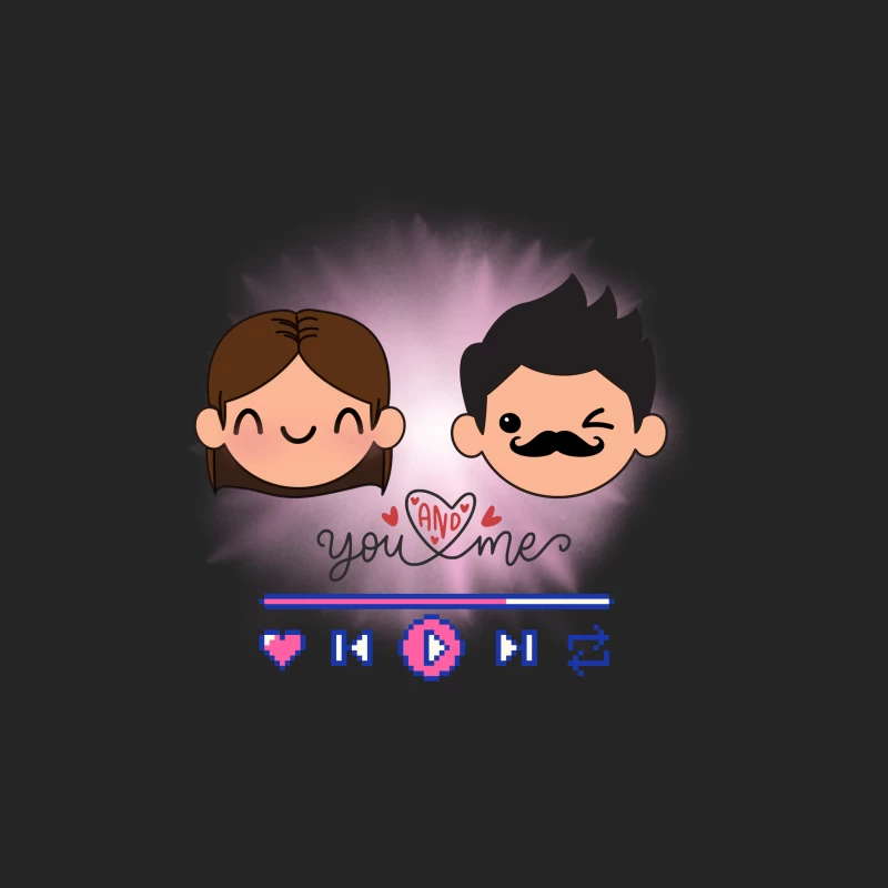 Adorable Chibi Couple Hugging with Pink Hearts Female Pullover Sweatshirt