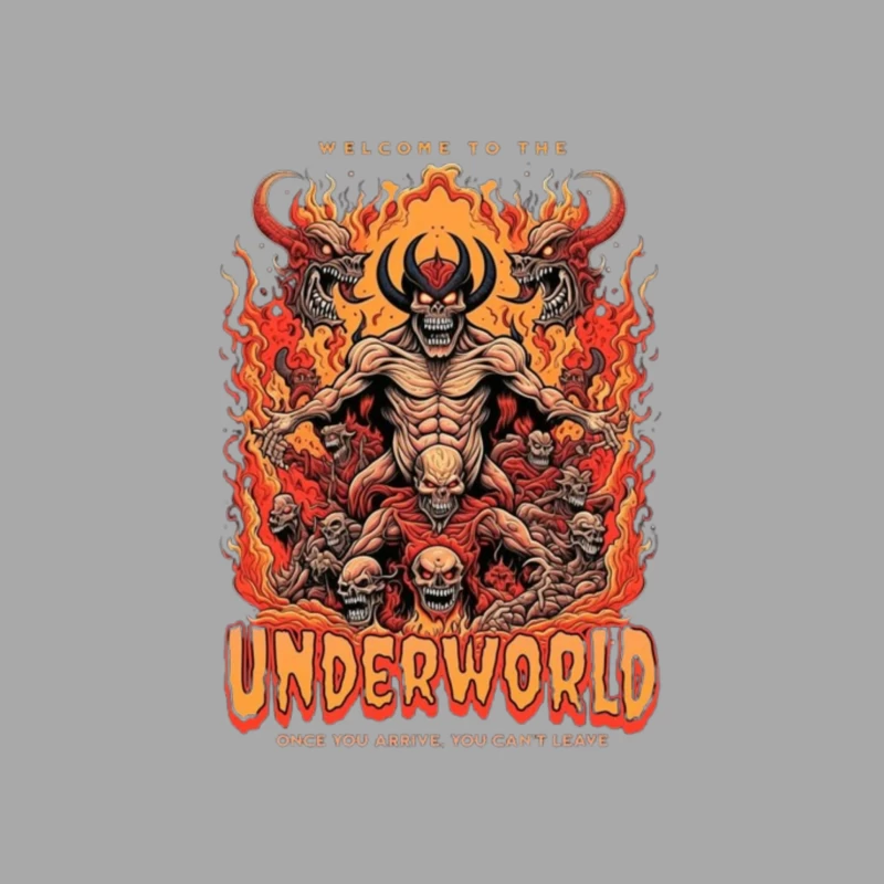 Welcome to the Underworld: Demonic Horror Art with Flaming Skulls Female Pullover Hoodie