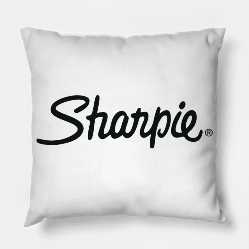 Sharpie Brand Logo in Classic Black Script Typography Throw Pillow