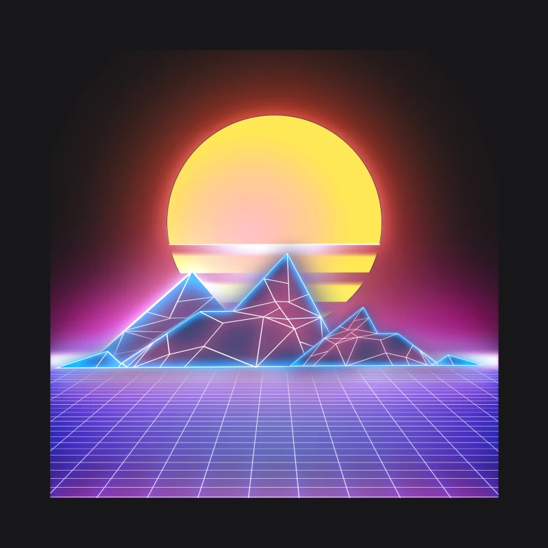Retrowave Sonnenuntergang Landschaft Herren Pullover Hoodie