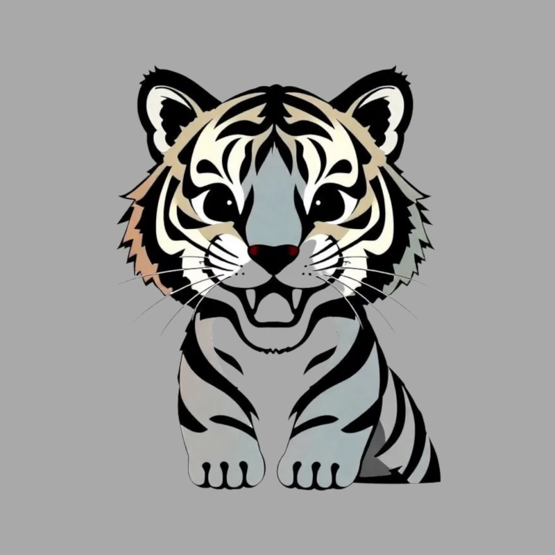 Cartoon Illustration of a Tiger Male Pullover Hoodie