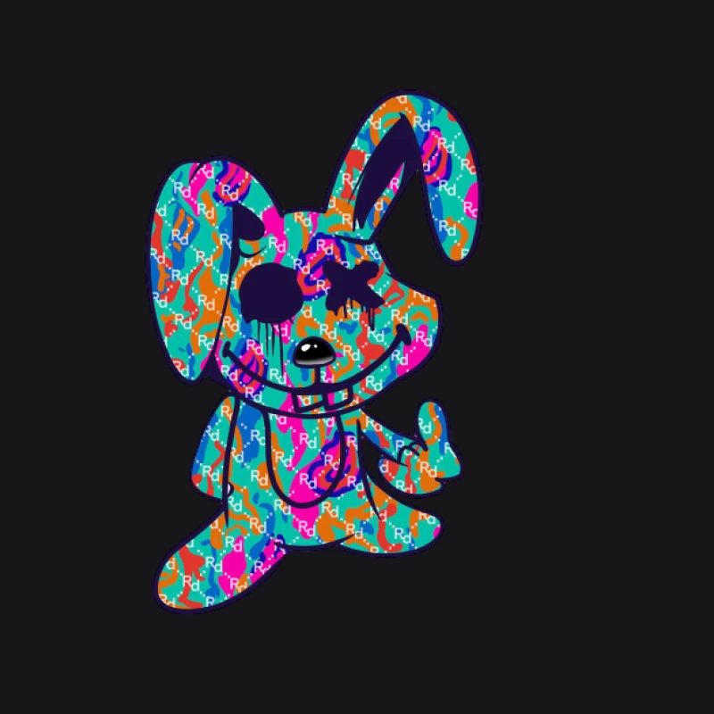 Bunter Graffiti-Hase Damen Pullover Hoodie
