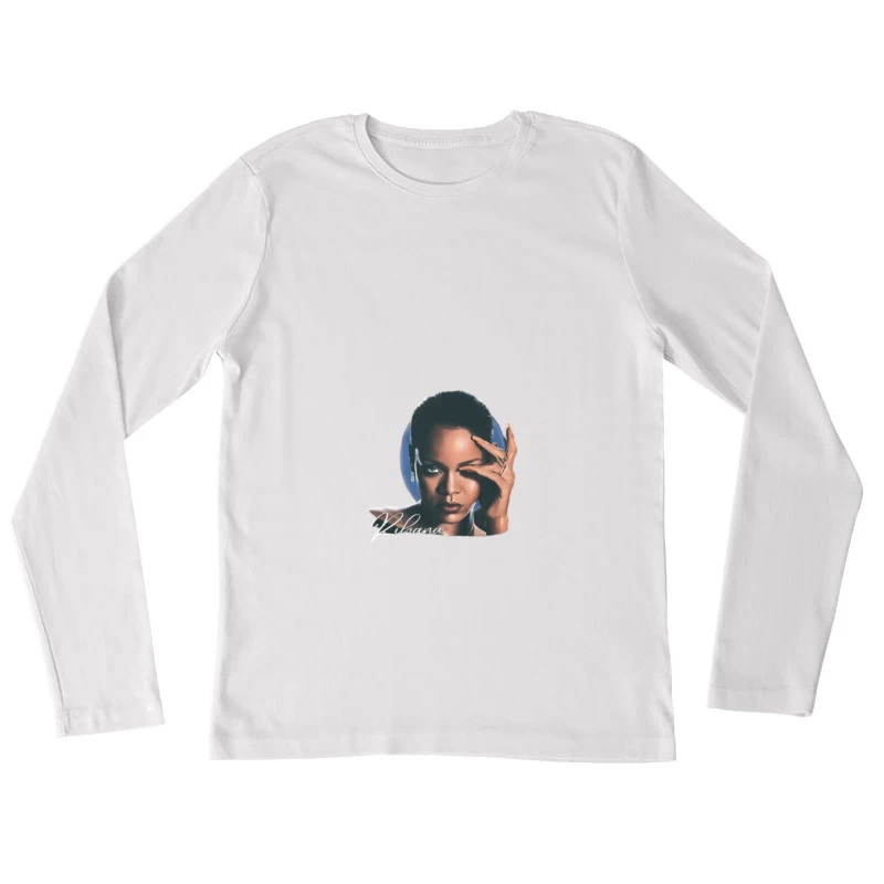 Portrait illustré avec nom Rihanna Femme Manches Longues T-Shirt