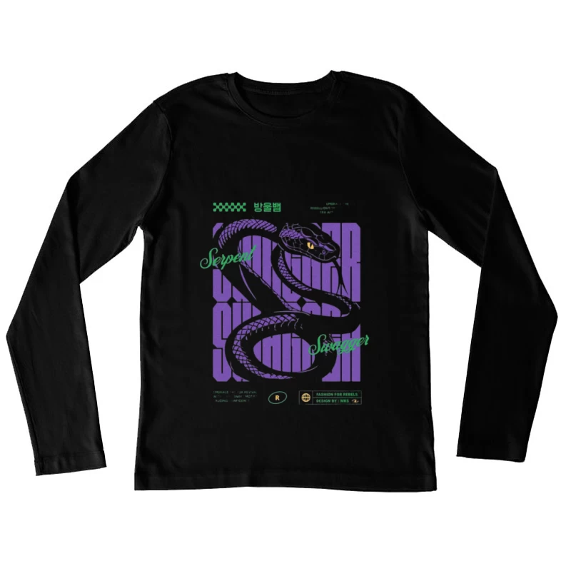 Design graphique Serpent Swagger Femme Manches Longues T-Shirt