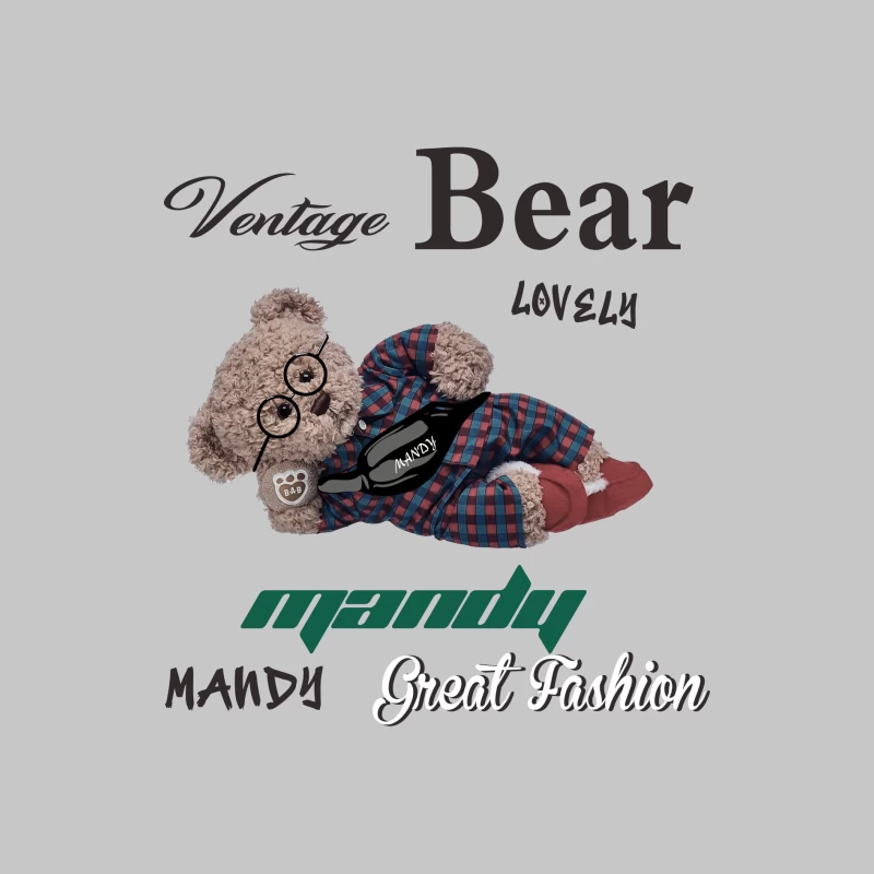 Vintage Bär mit Modeaccessoires Damen Langarm T-Shirt