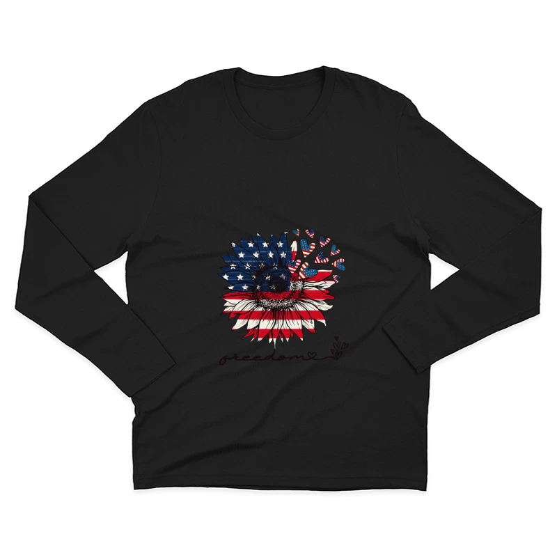 Freiheit Sonnenblume mit amerikanischer Flagge Herren Langarm T-Shirt